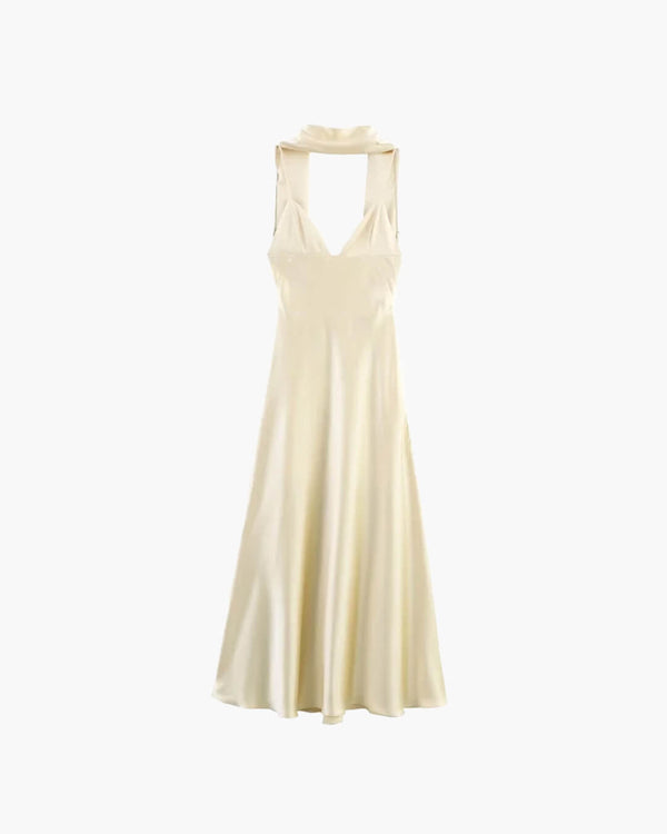 Bianca Satin Maxi Dress with Scarf
