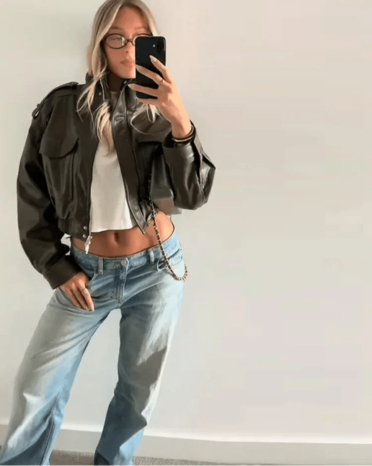 Brianna bomberjack van imitatieleer