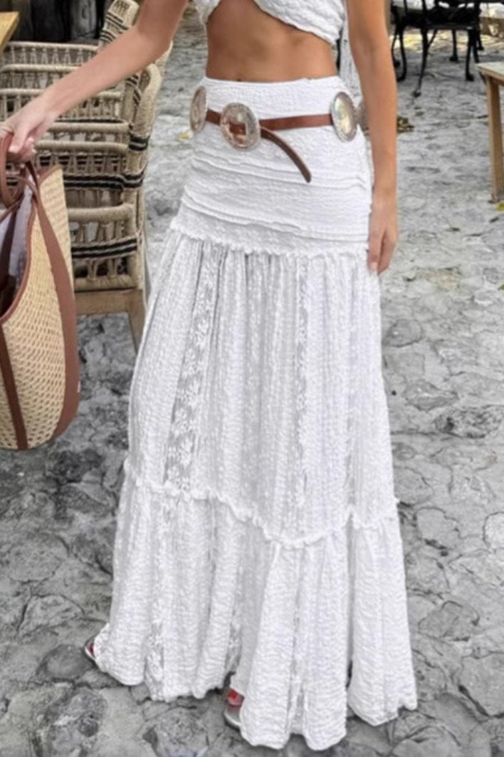 Brianna kanten maxi-rok met laagjes