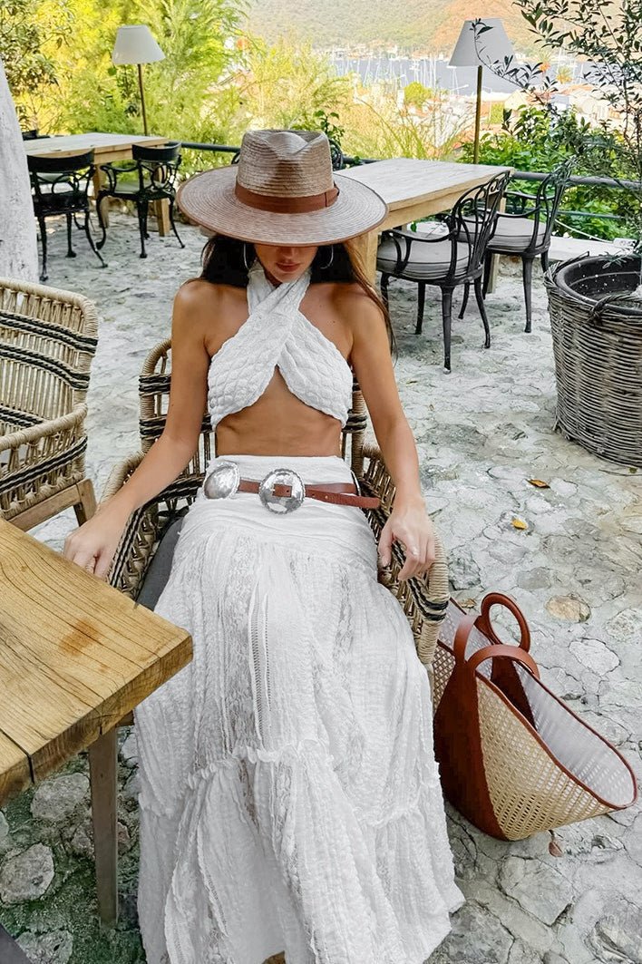 Brianna kanten maxi-rok met laagjes