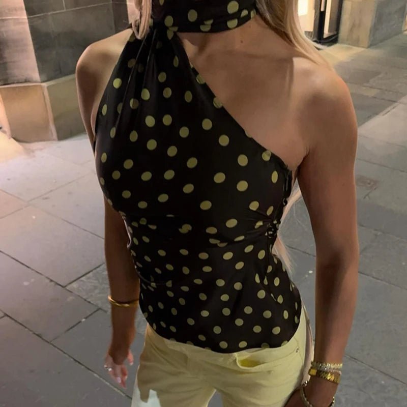 Brielle blouse met halternek en stippen