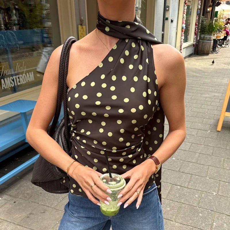 Brielle blouse met halternek en stippen