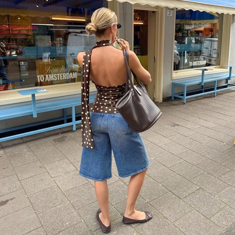 Brielle blouse met halternek en stippen