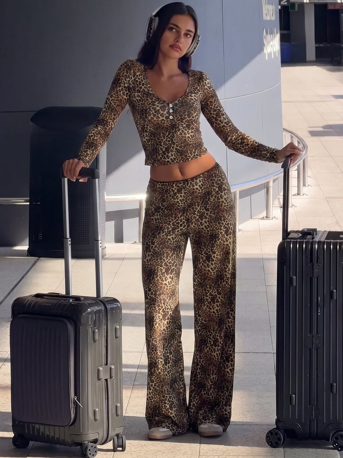 Jade set met top en broek in luipaardprint