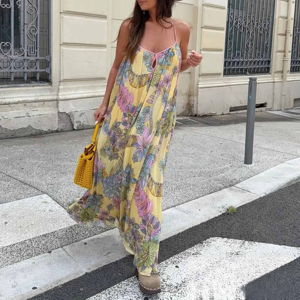 Camille cami-jurk van chiffon met bloemenprint