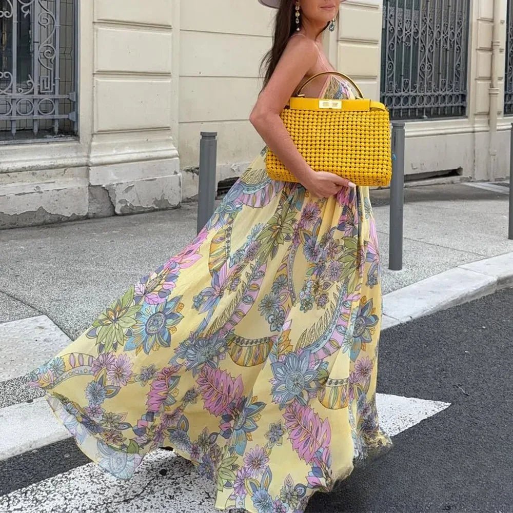 Camille cami-jurk van chiffon met bloemenprint