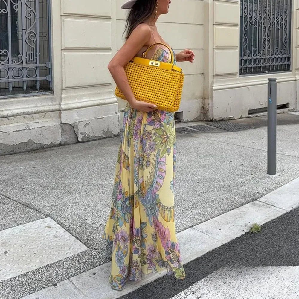 Camille cami-jurk van chiffon met bloemenprint