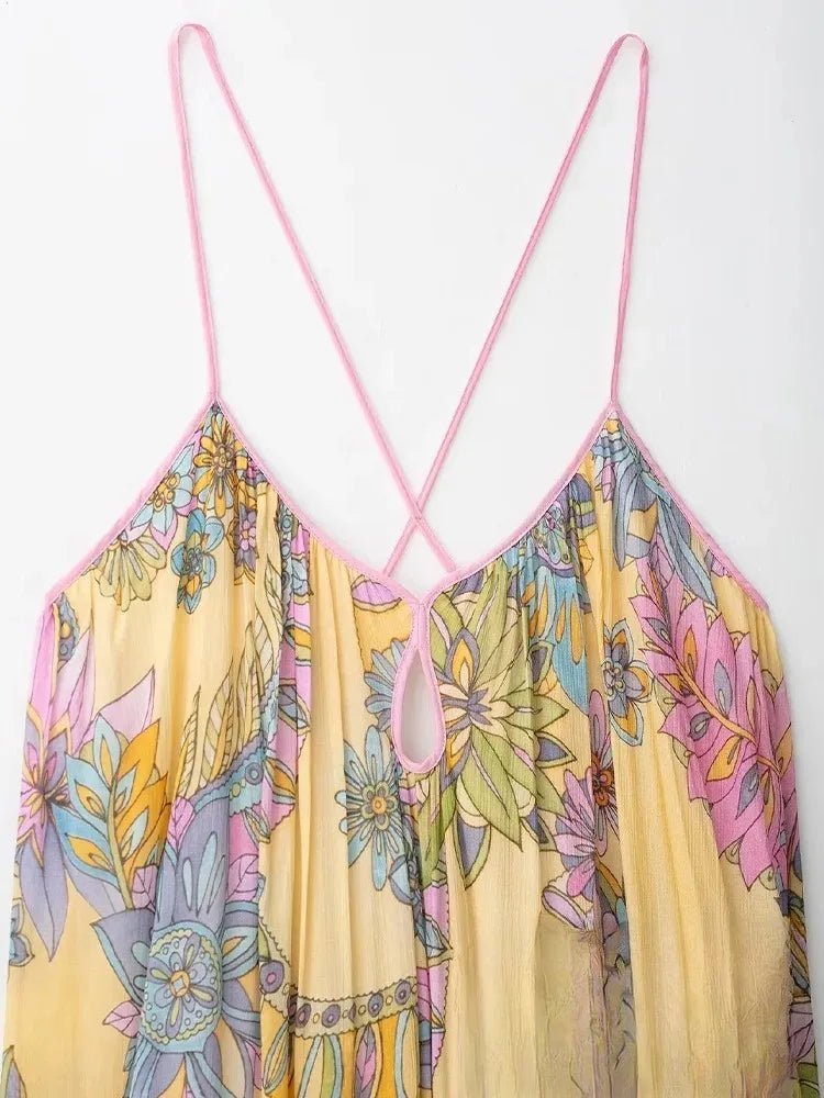 Camille cami-jurk van chiffon met bloemenprint