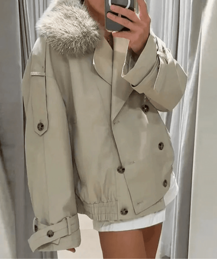Camille trenchcoat met imitatiebont