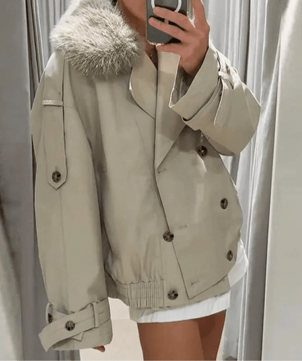 Camille trenchcoat met imitatiebont