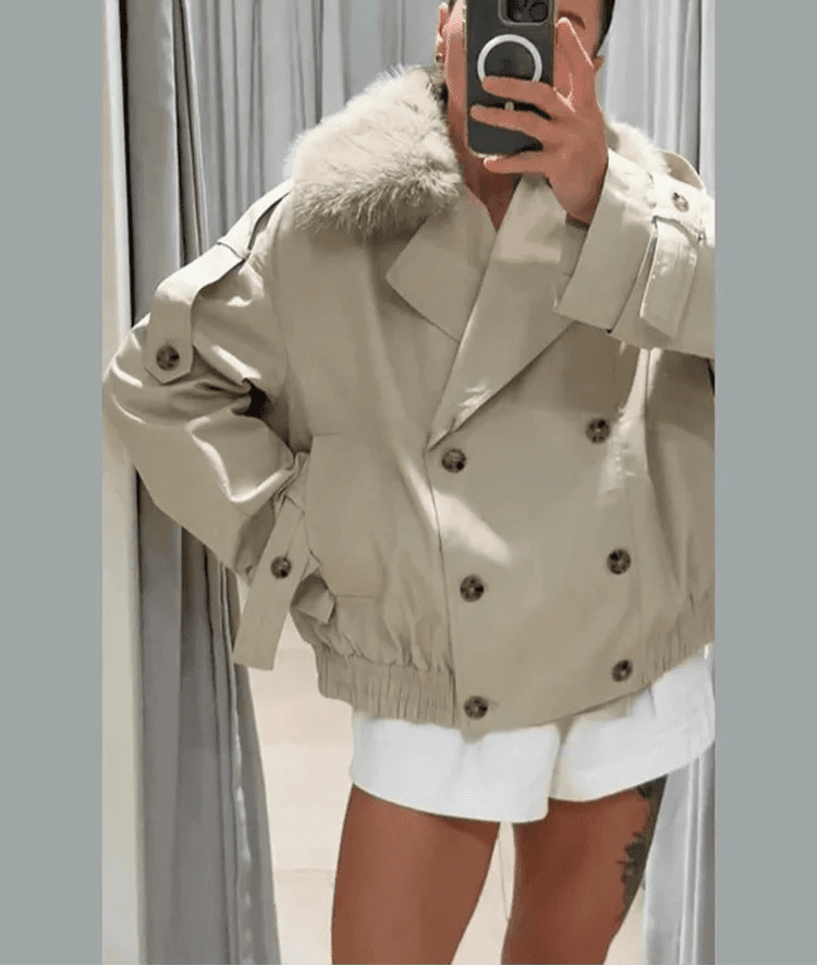 Camille trenchcoat met imitatiebont