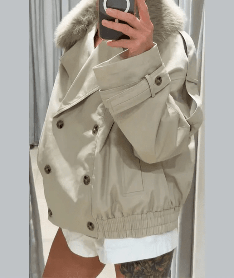 Camille trenchcoat met imitatiebont