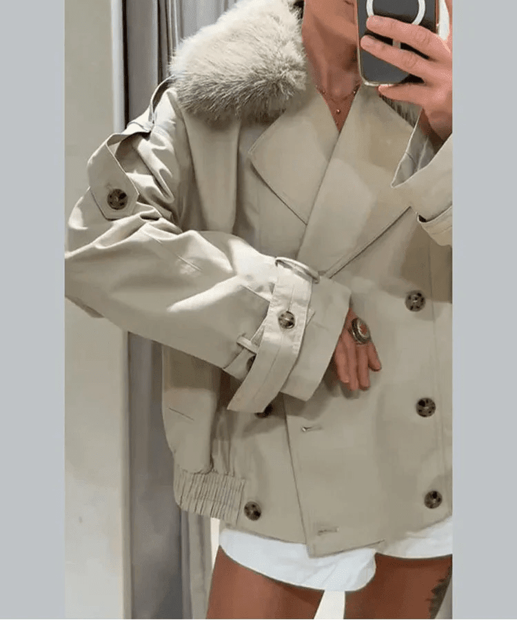 Camille trenchcoat met imitatiebont
