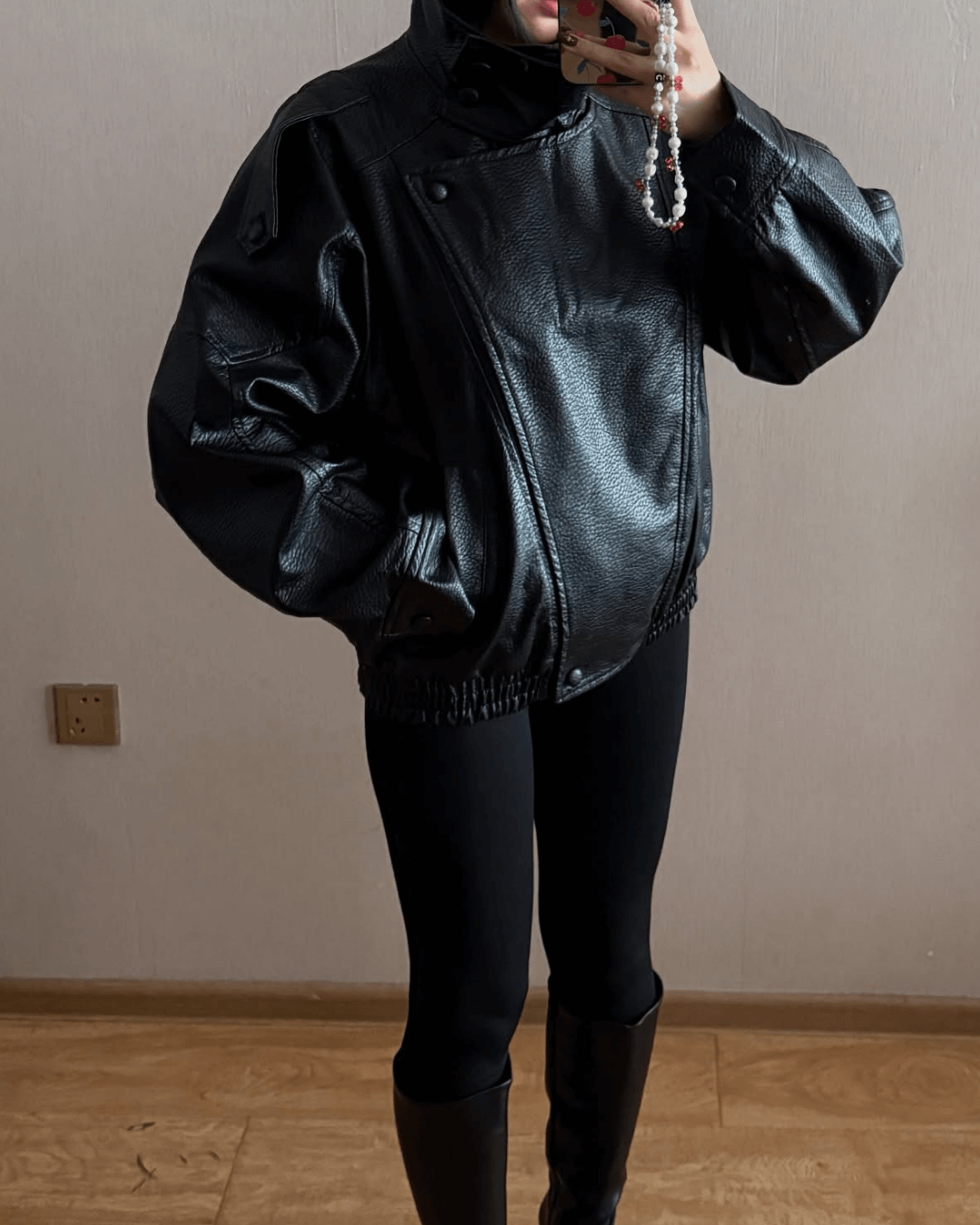 Carla asymmetrisch leren jack