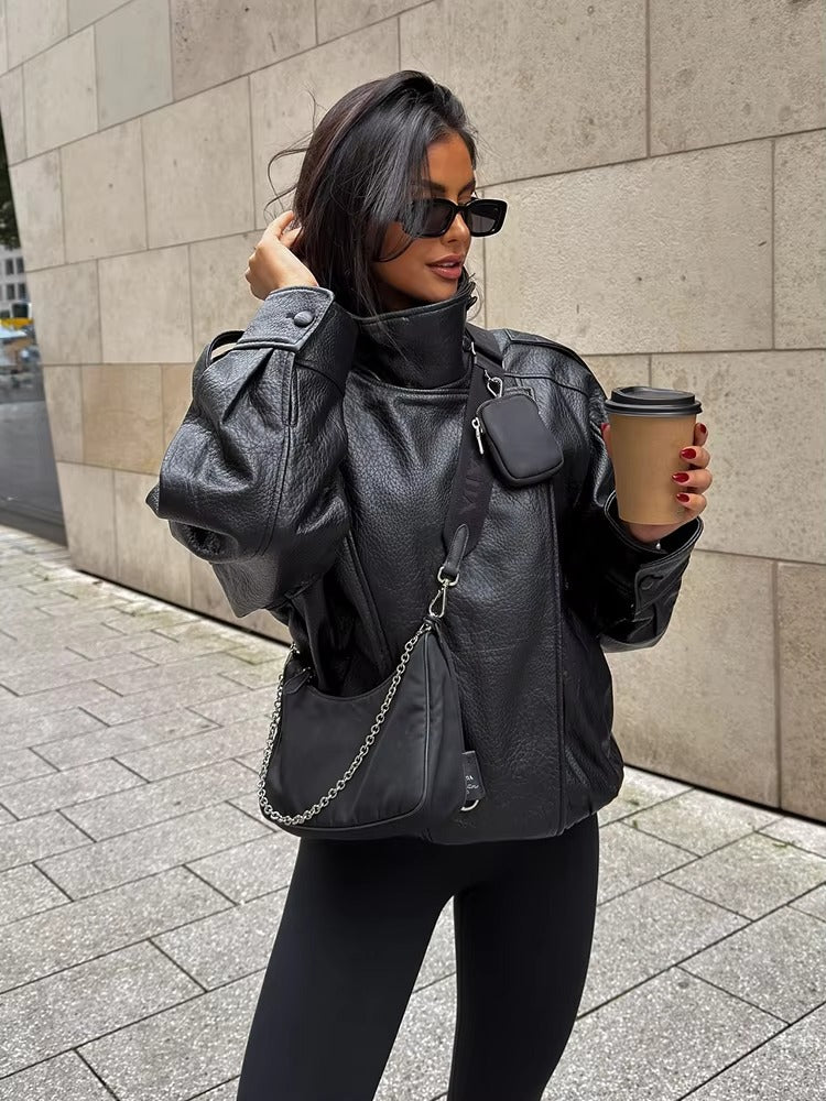 Carla asymmetrisch leren jack
