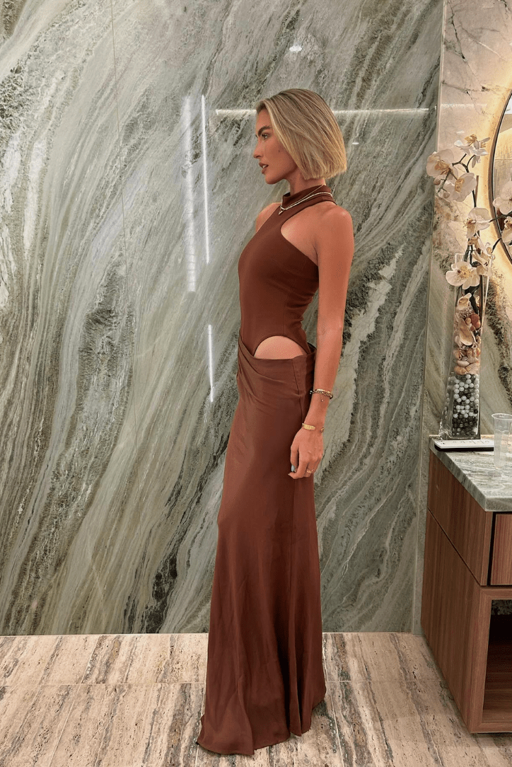 Celestine mouwloze maxi-jurk met uitsparingen