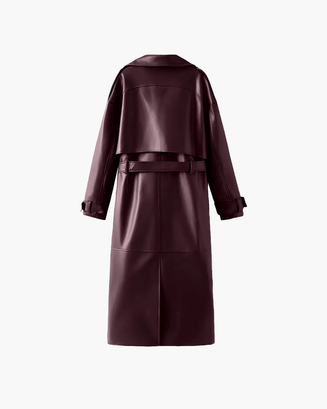 Cassy lange trenchcoat van imitatieleer