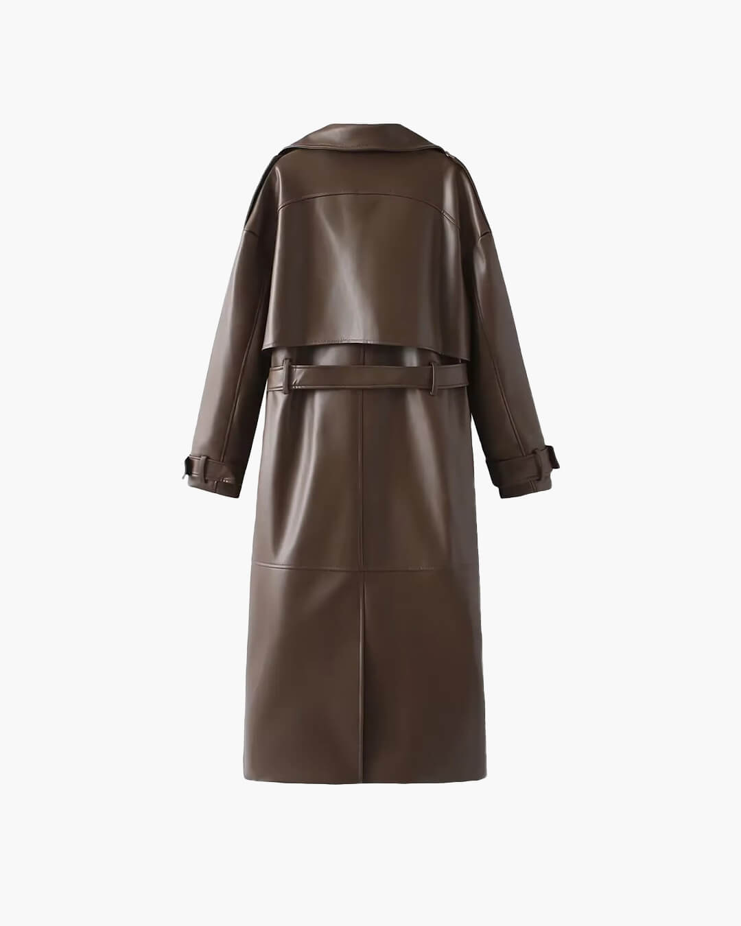Cassy lange trenchcoat van imitatieleer