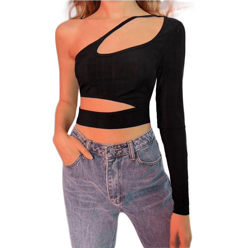 Celeste asymmetrische crop-top met uitsparingen