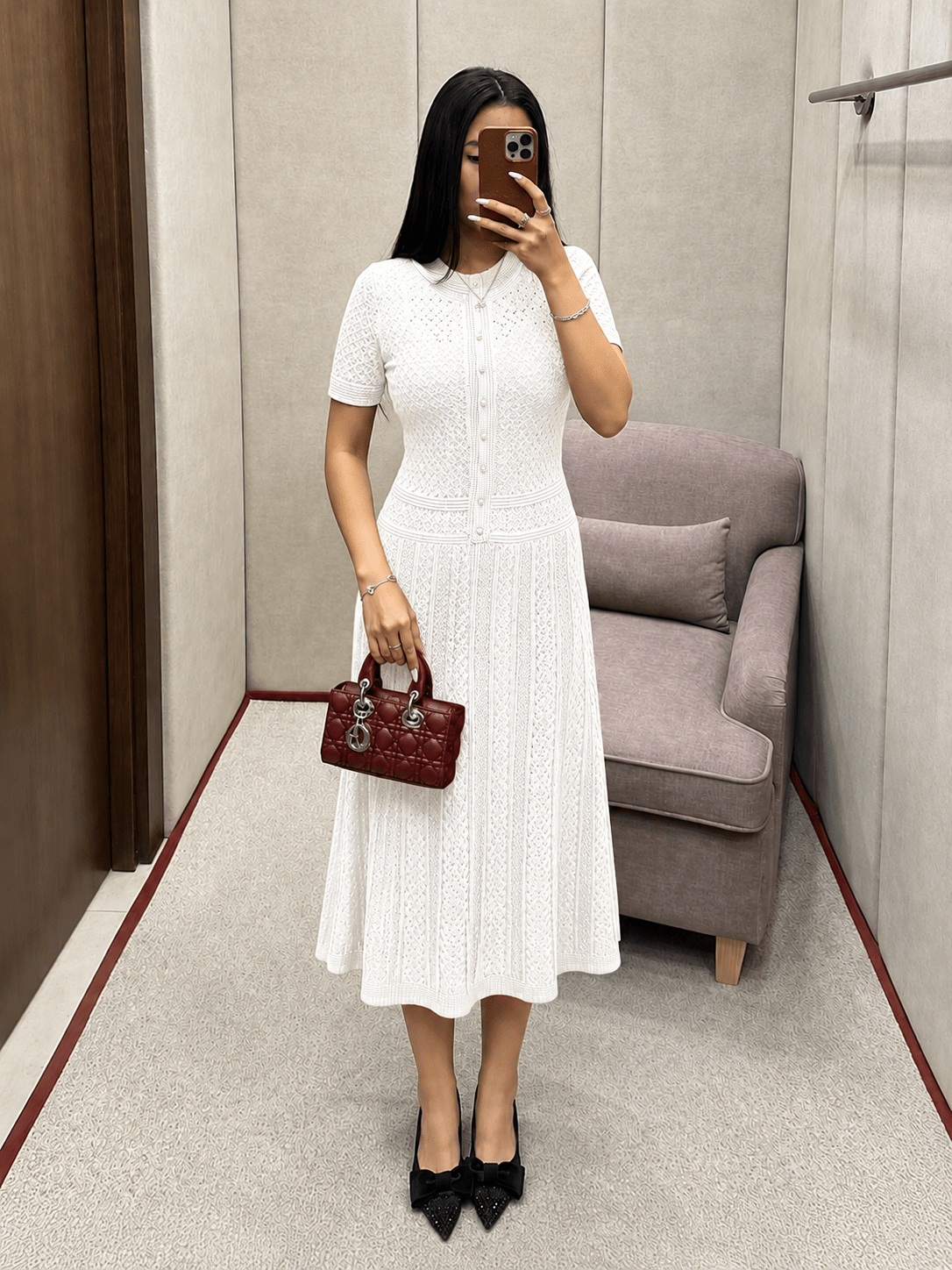 Celeste Half Button Knitted Midi Dress
