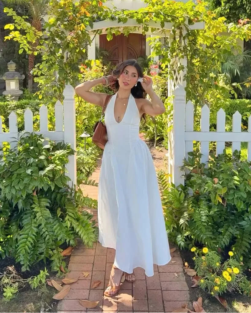 Celeste halter-midi-jurk