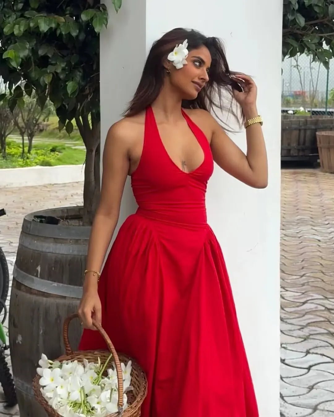 Celeste halter-midi-jurk