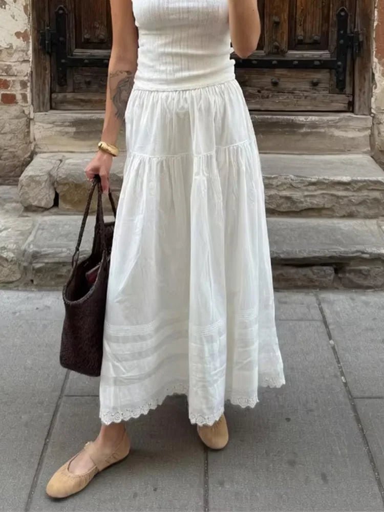 Celeste kanten maxirok met hoge taille