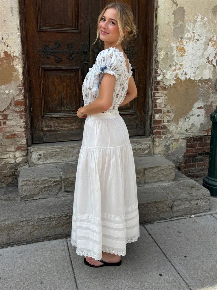 Celeste kanten maxirok met hoge taille