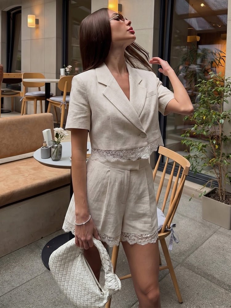 Celeste tweedelige shortset met kanten details