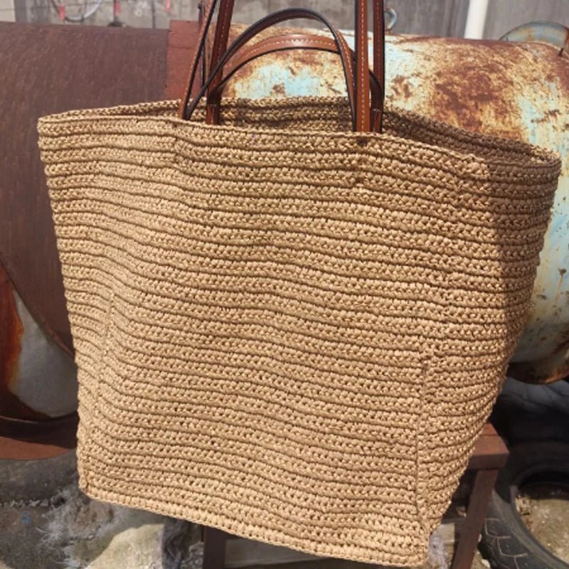 Celeste gevlochten strooien shopper
