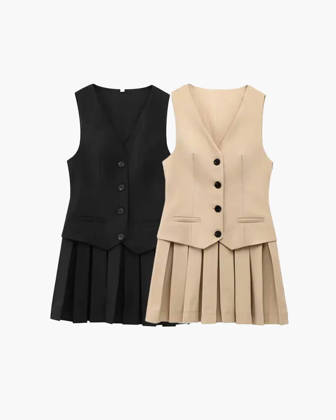 Cheryl mouwloze geplooide minijurk