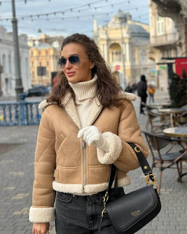 Cindy suède jas met imitatiebont