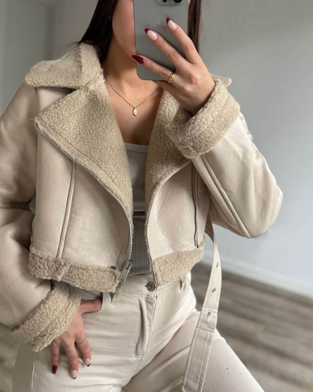 Cindy suède jas met imitatiebont