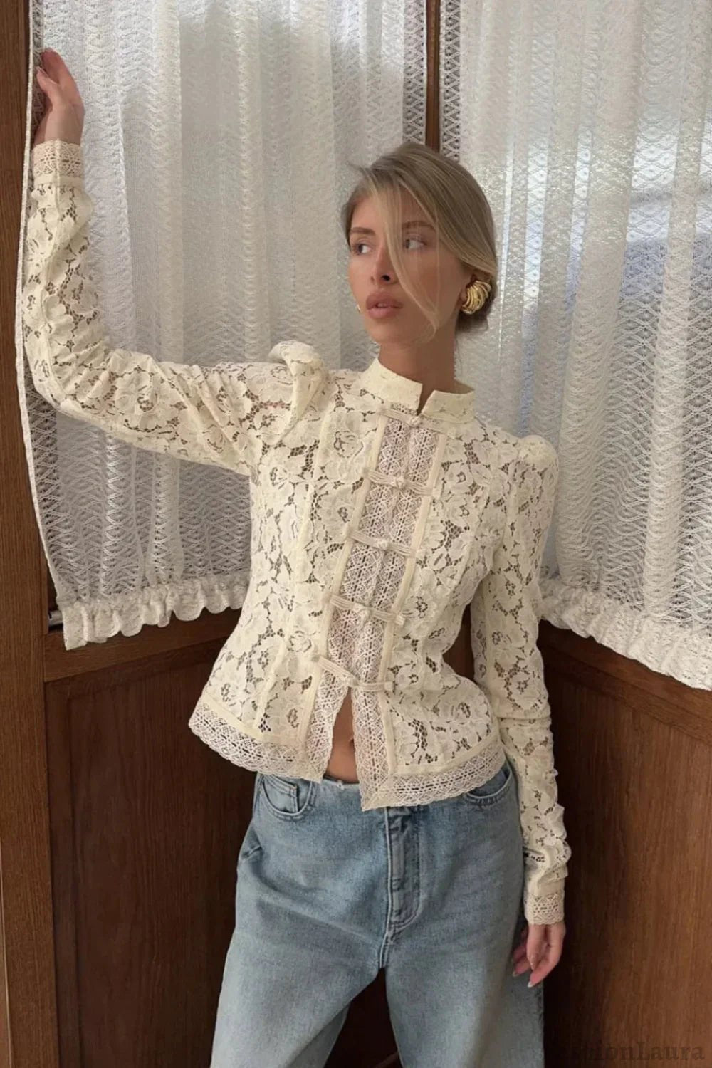 Claire elegante kanten blouse