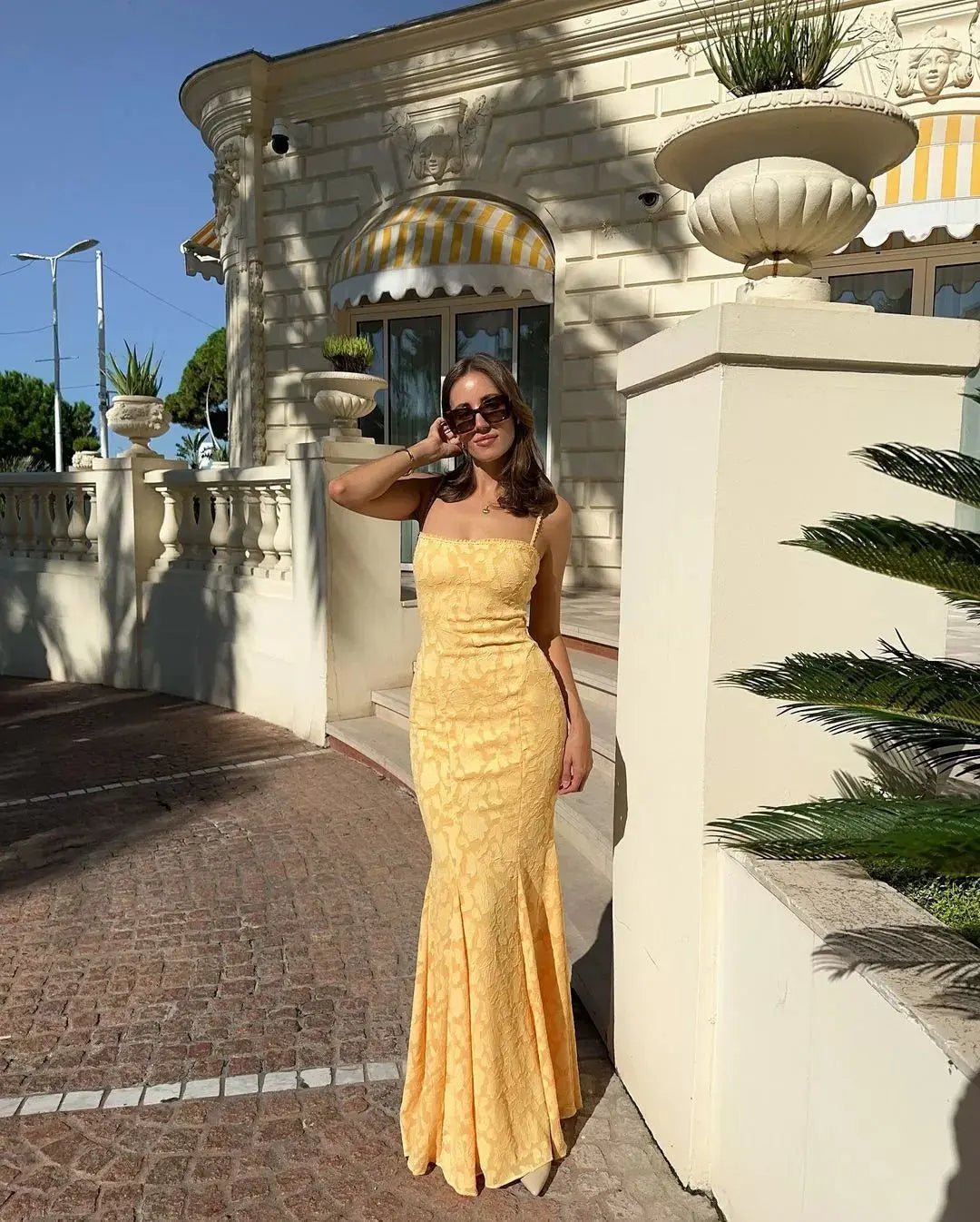 Claire fishtail-maxi-jurk met veterdetail