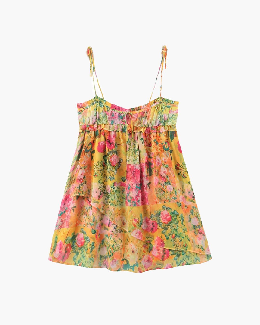 Clara veelkleurige gebloemde mini-jurk