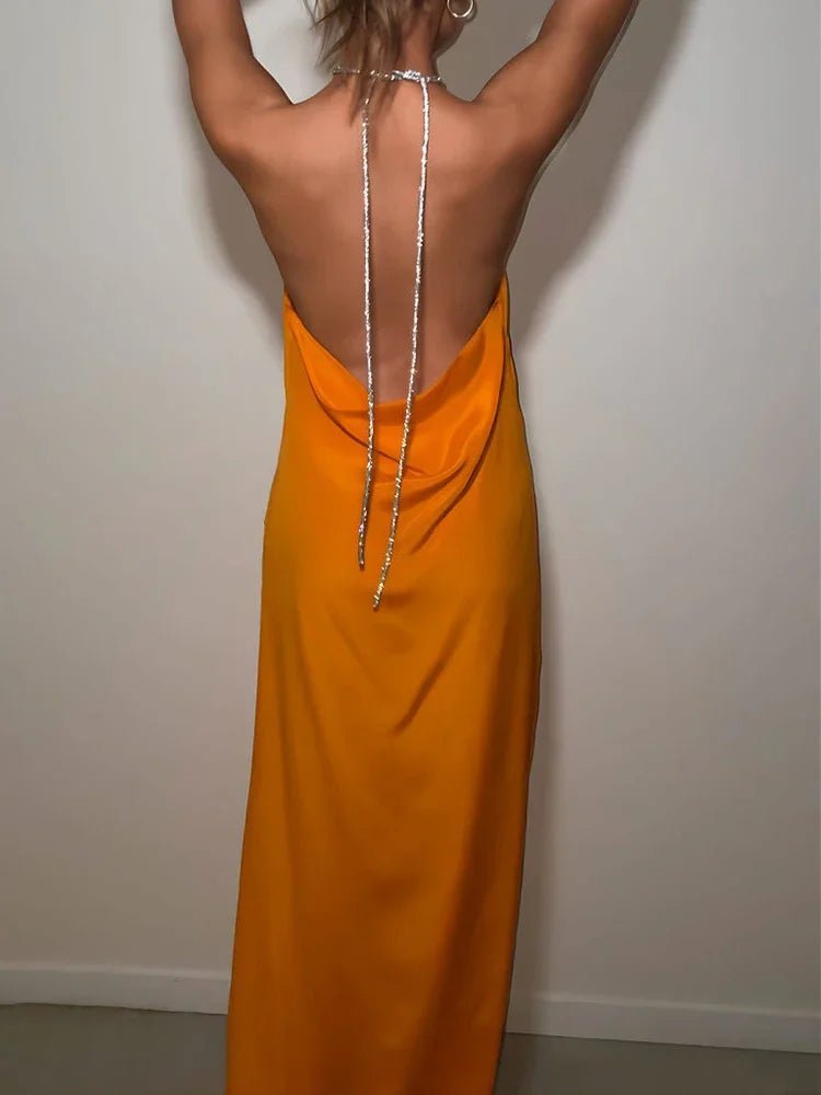 Claudia maxi-halterjurk met pailletten