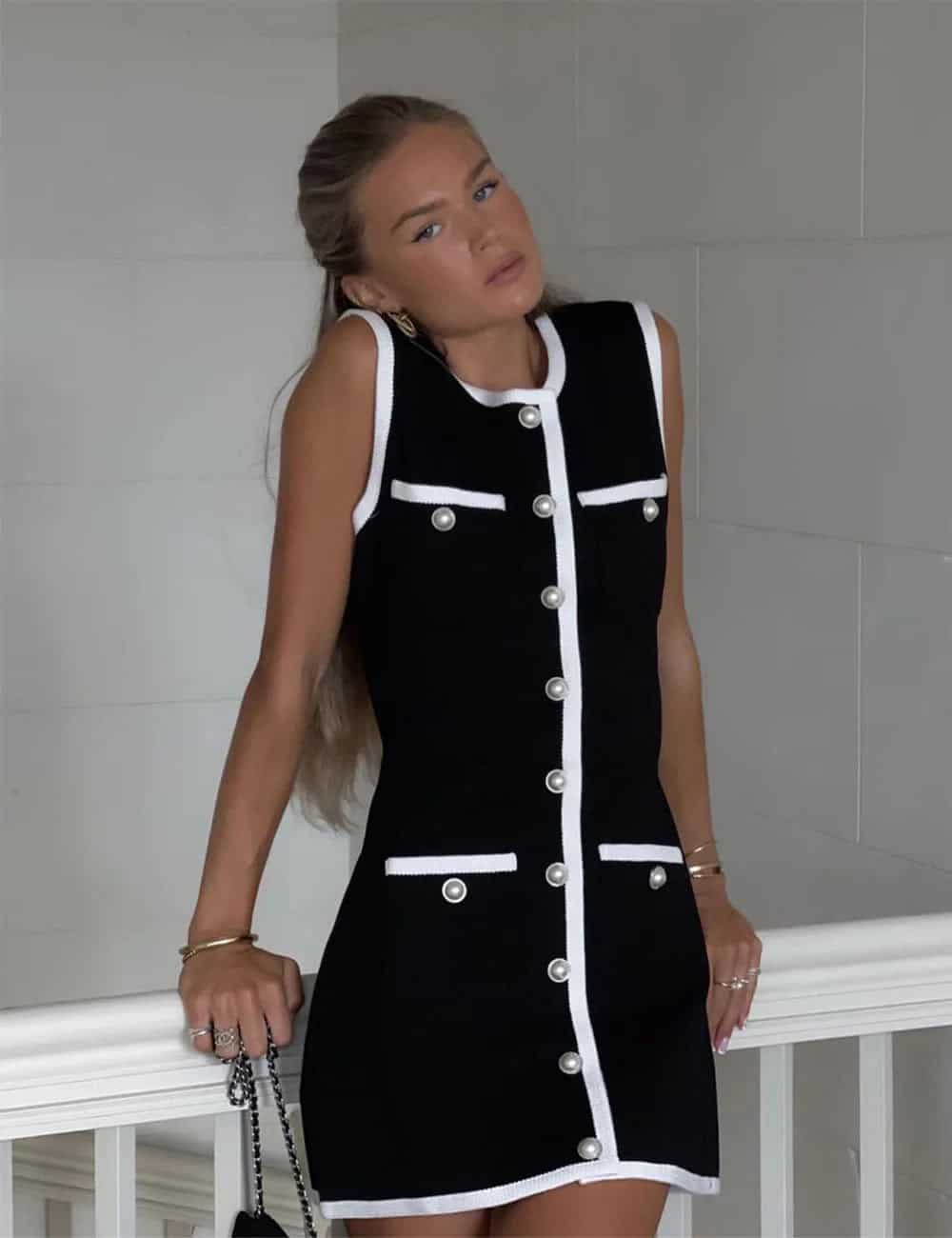 Claudia mouwloze mini-jurk van tricot