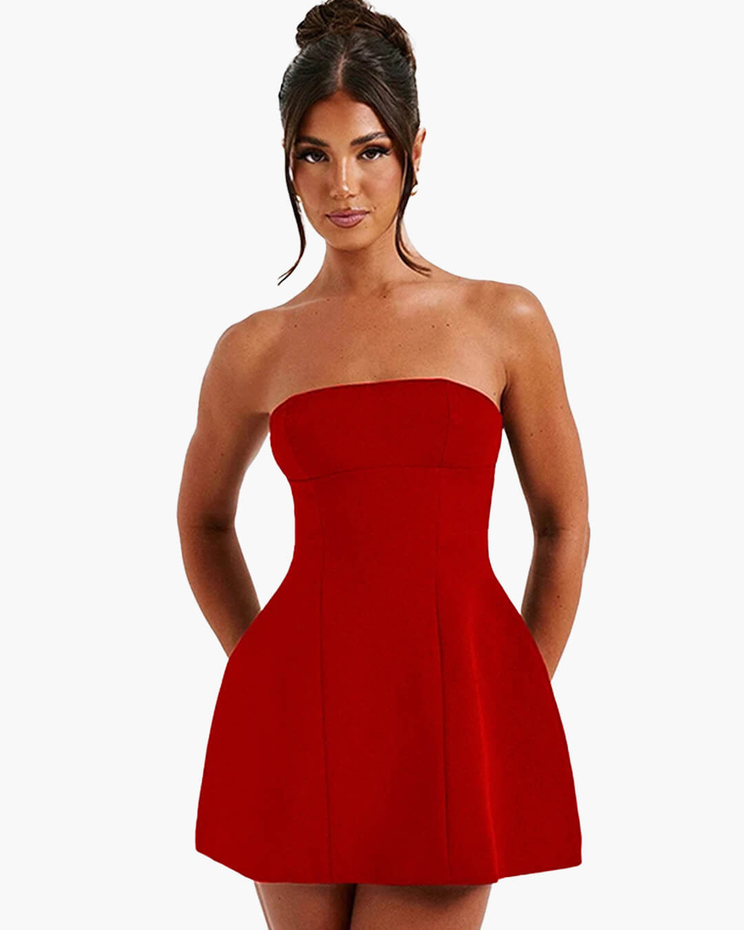 Colby strapless minijurk met ingesnoerde taille