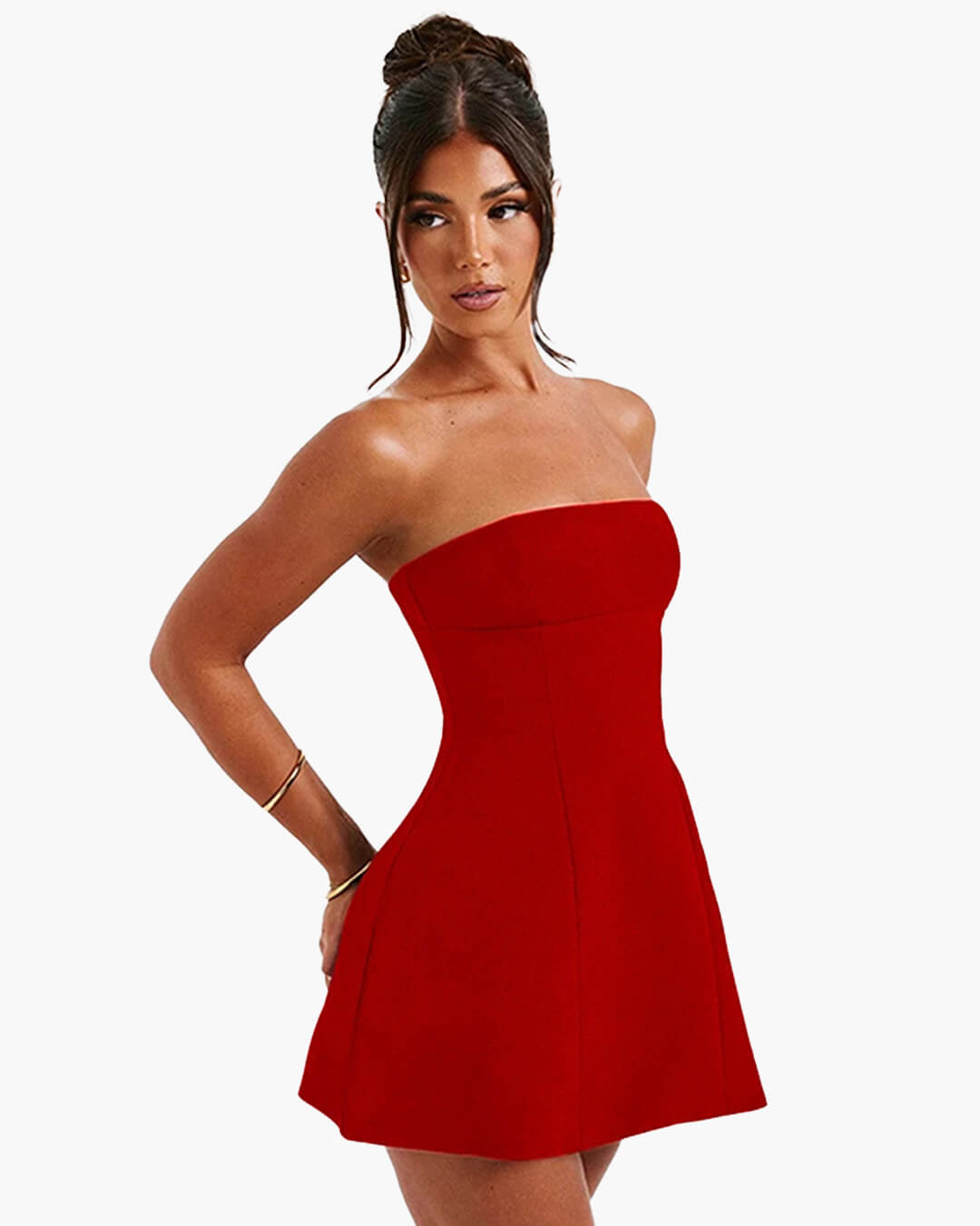 Colby strapless minijurk met ingesnoerde taille