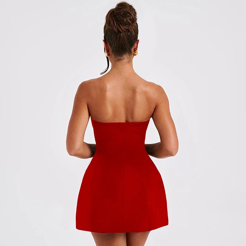 Colby strapless minijurk met ingesnoerde taille