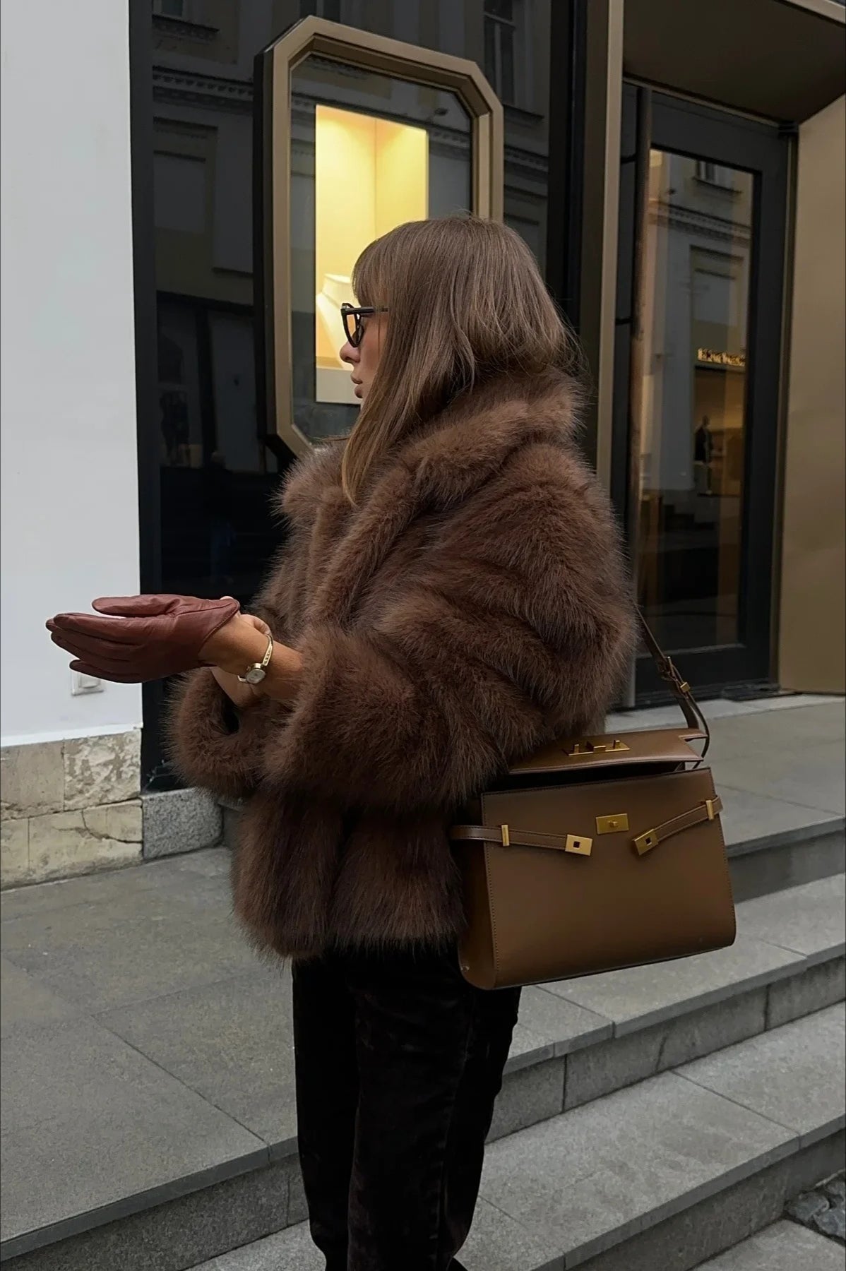 Korte jas van imitatiebont Colette