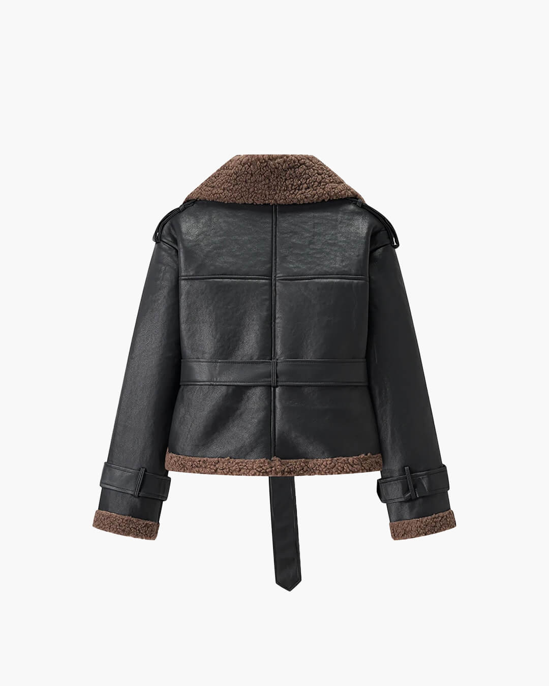 Korte jas van imitatieleer met ceintuur Cora