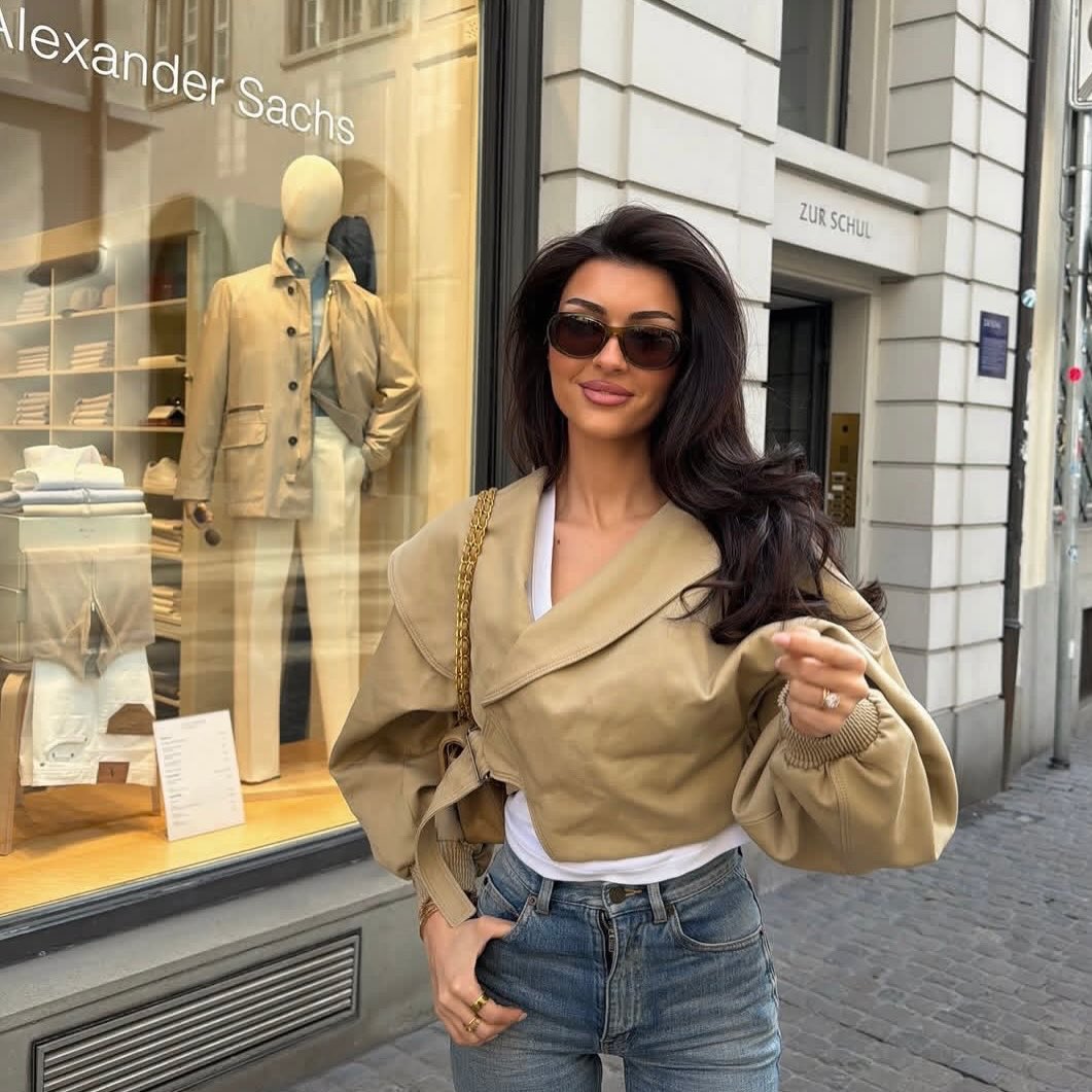 Courtney jas met revers en elastische tailleband