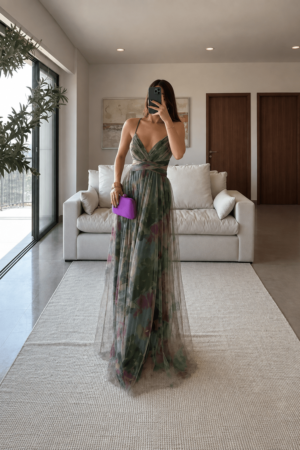 Maxijurk van tule met bloemenprint van Dahlia