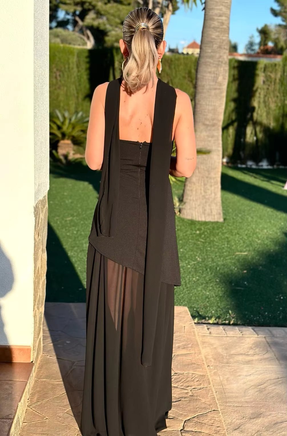 Daniela asymmetrische maxijurk