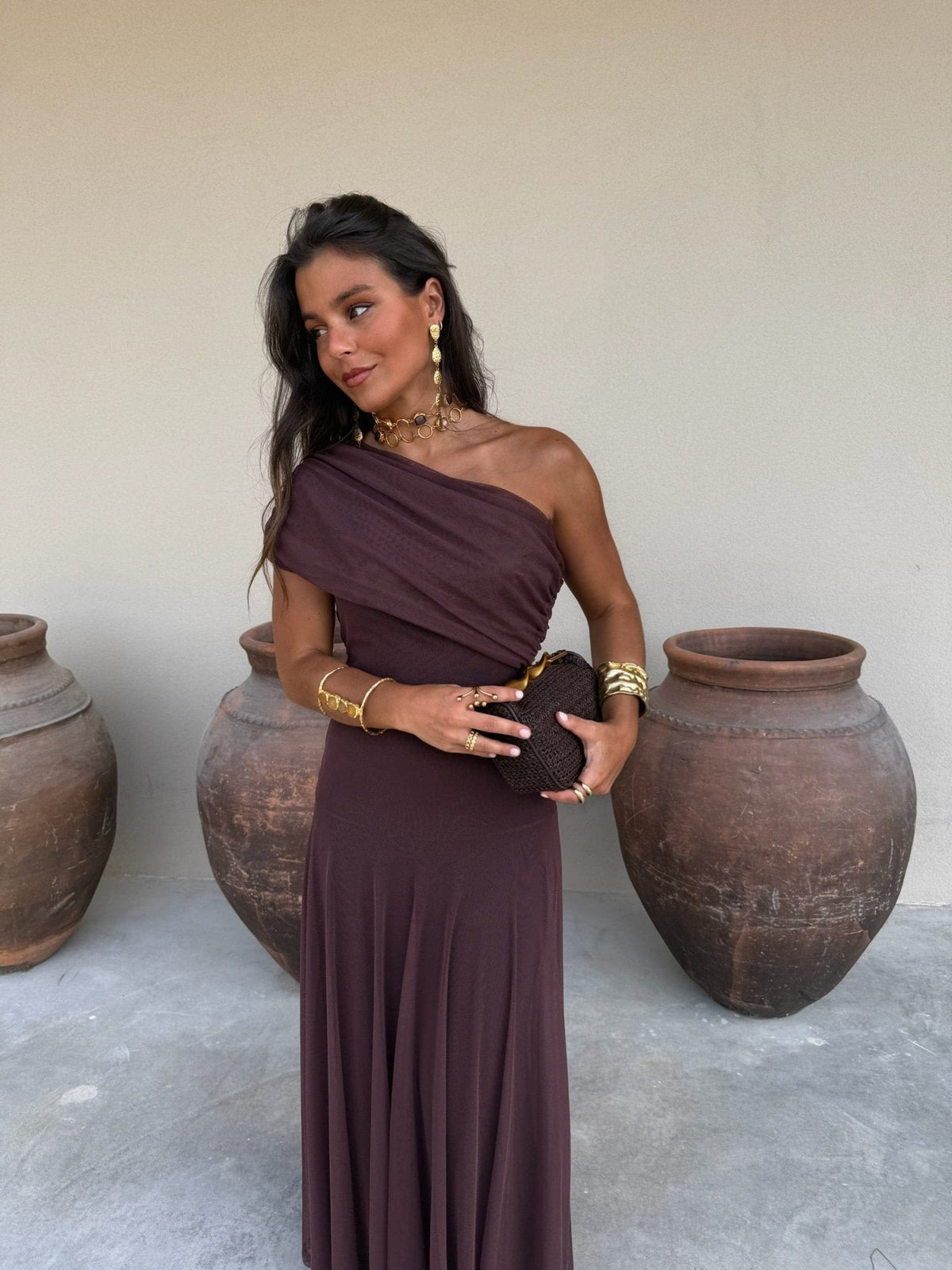Daniella mesh maxi-jurk