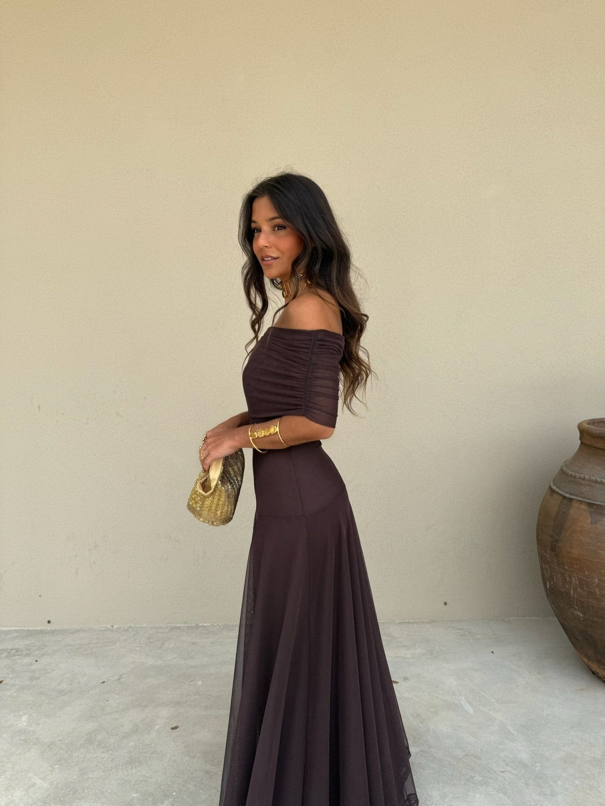 Daniella mesh maxi-jurk