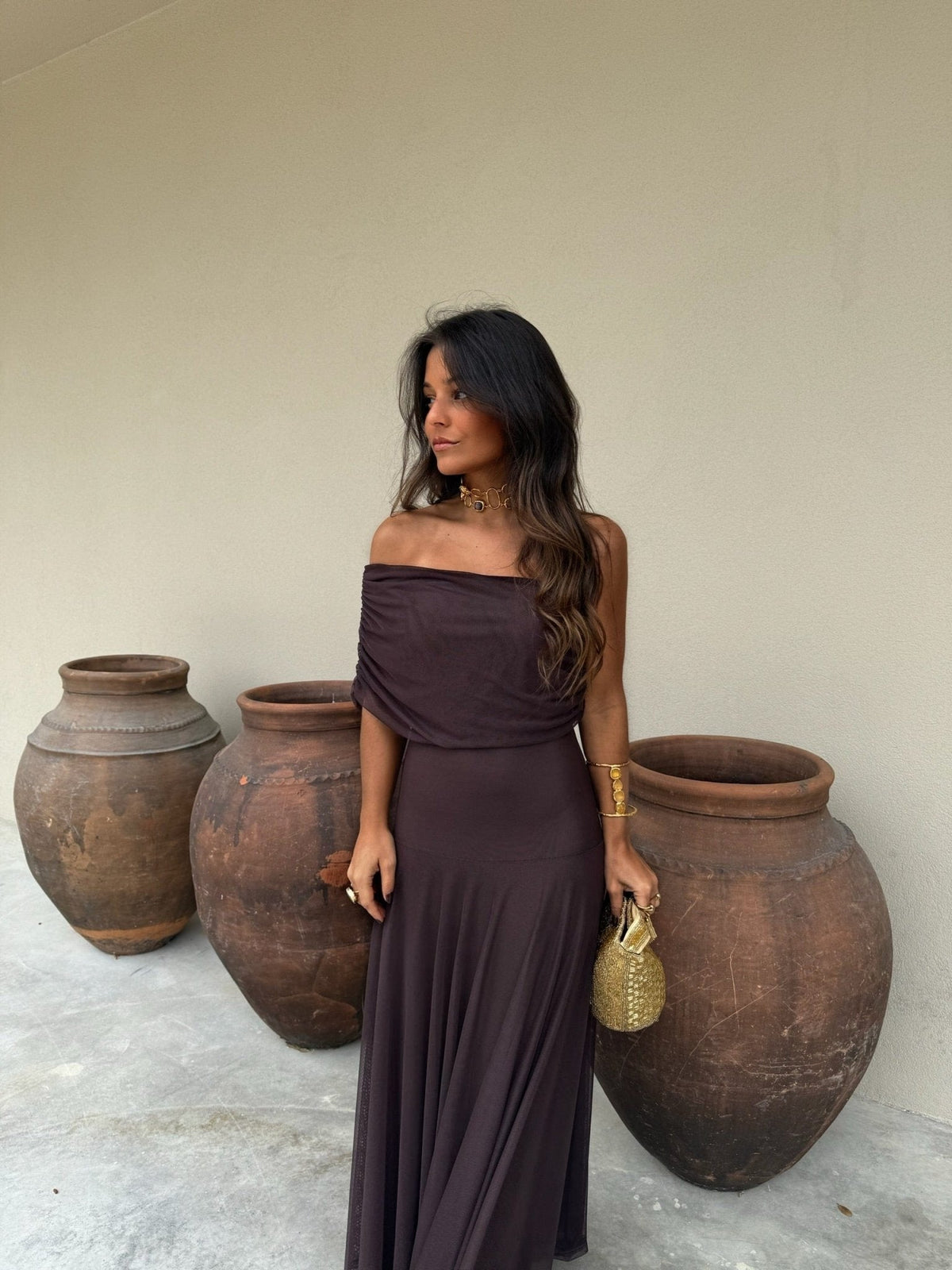 Daniella mesh maxi-jurk
