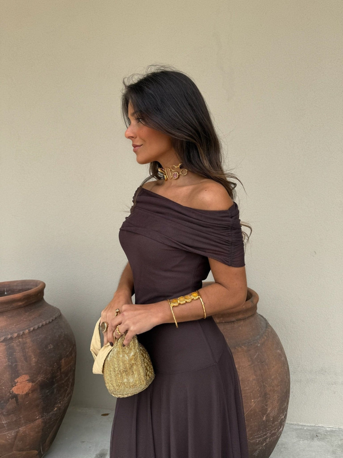 Daniella mesh maxi-jurk